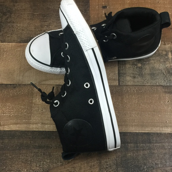 Converse Black Canvas Slip-On Mid-Top Sneakers - Picture 8 of 8